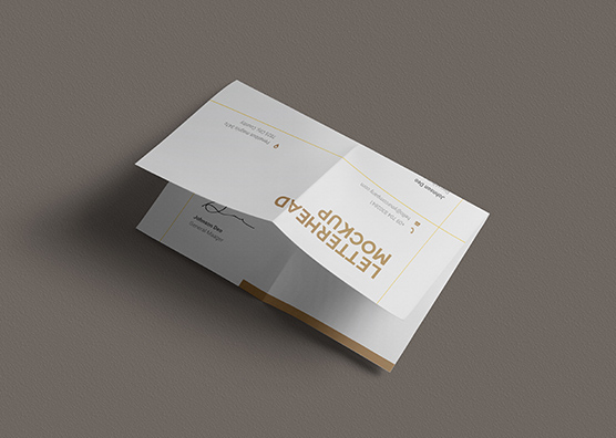Half-Folded Letterhead Mockup Top View