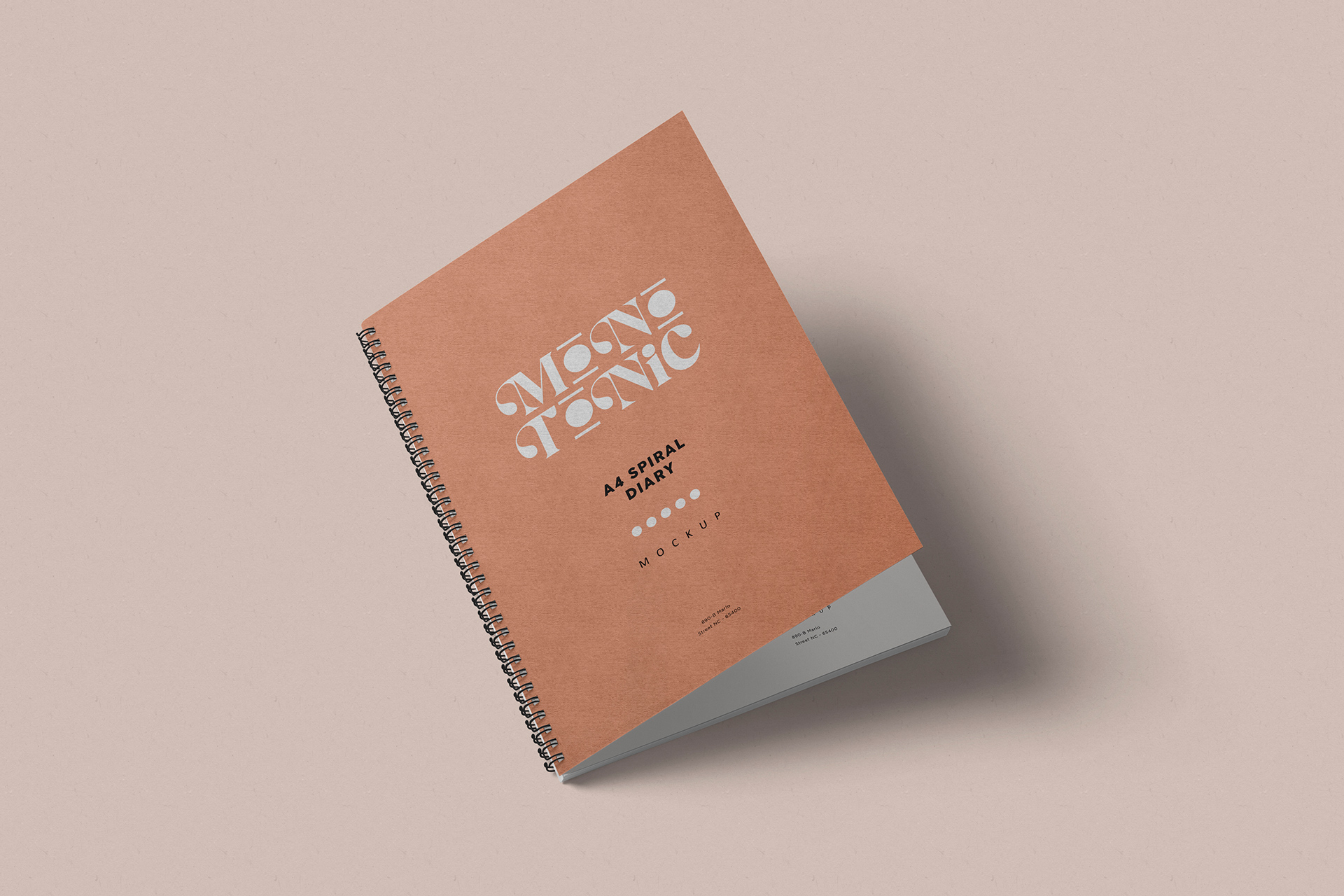 A4 Spiral Diary Mockup with Cover Design