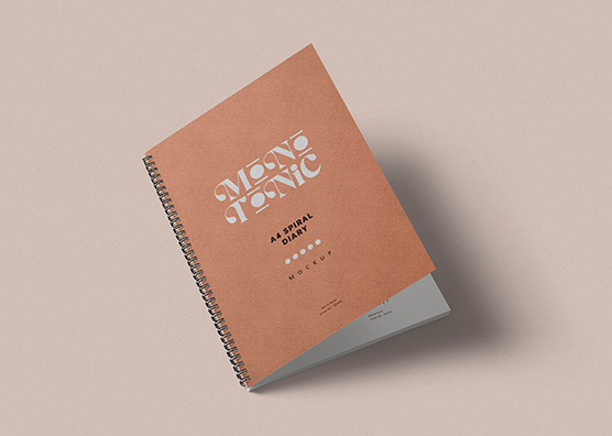 A4 Spiral Diary Mockup with Cover Design