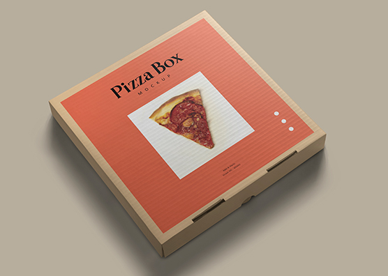 Angled Pizza Box Packaging Mockup