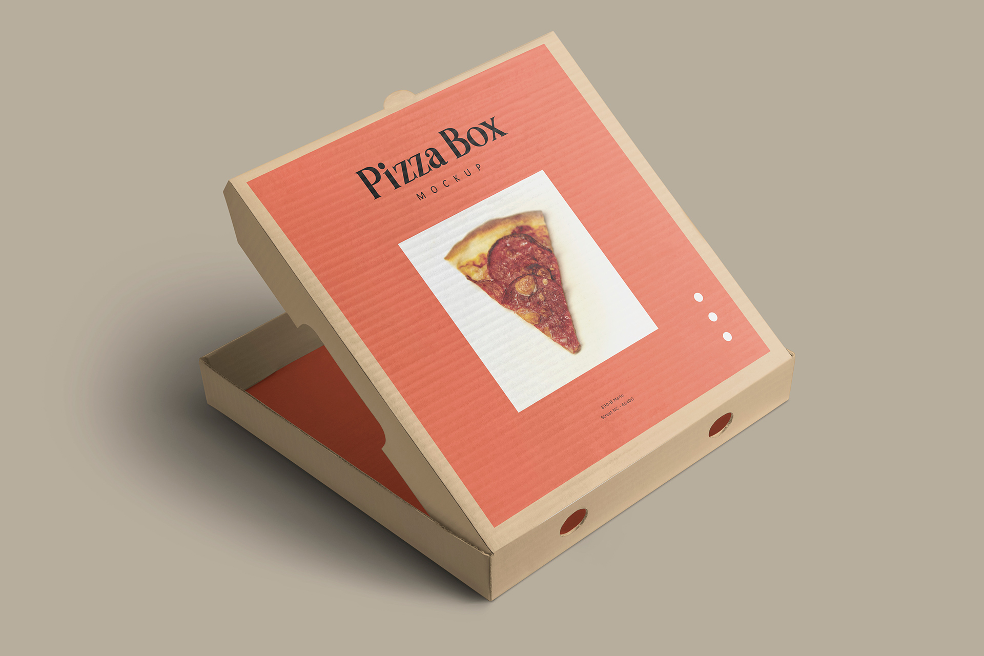Lifted Pizza Box Lid Mockup