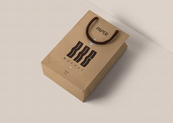 Flat Paper Bag Mockup on Surface
