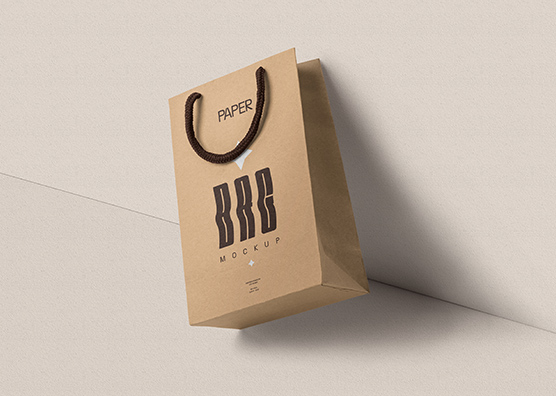 Floating Paper Bag mockup Template