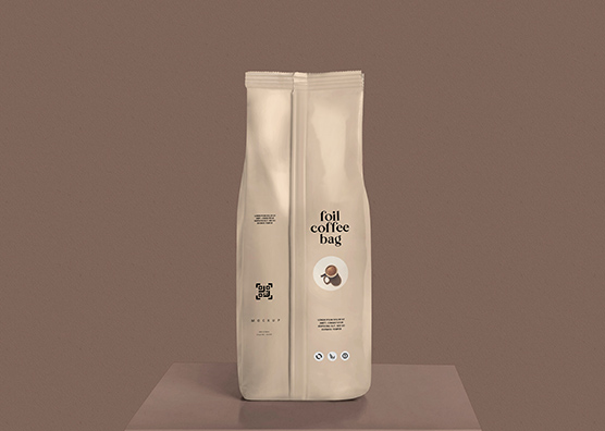 Back View Foil Coffee Bag Mockup with Seam Detail