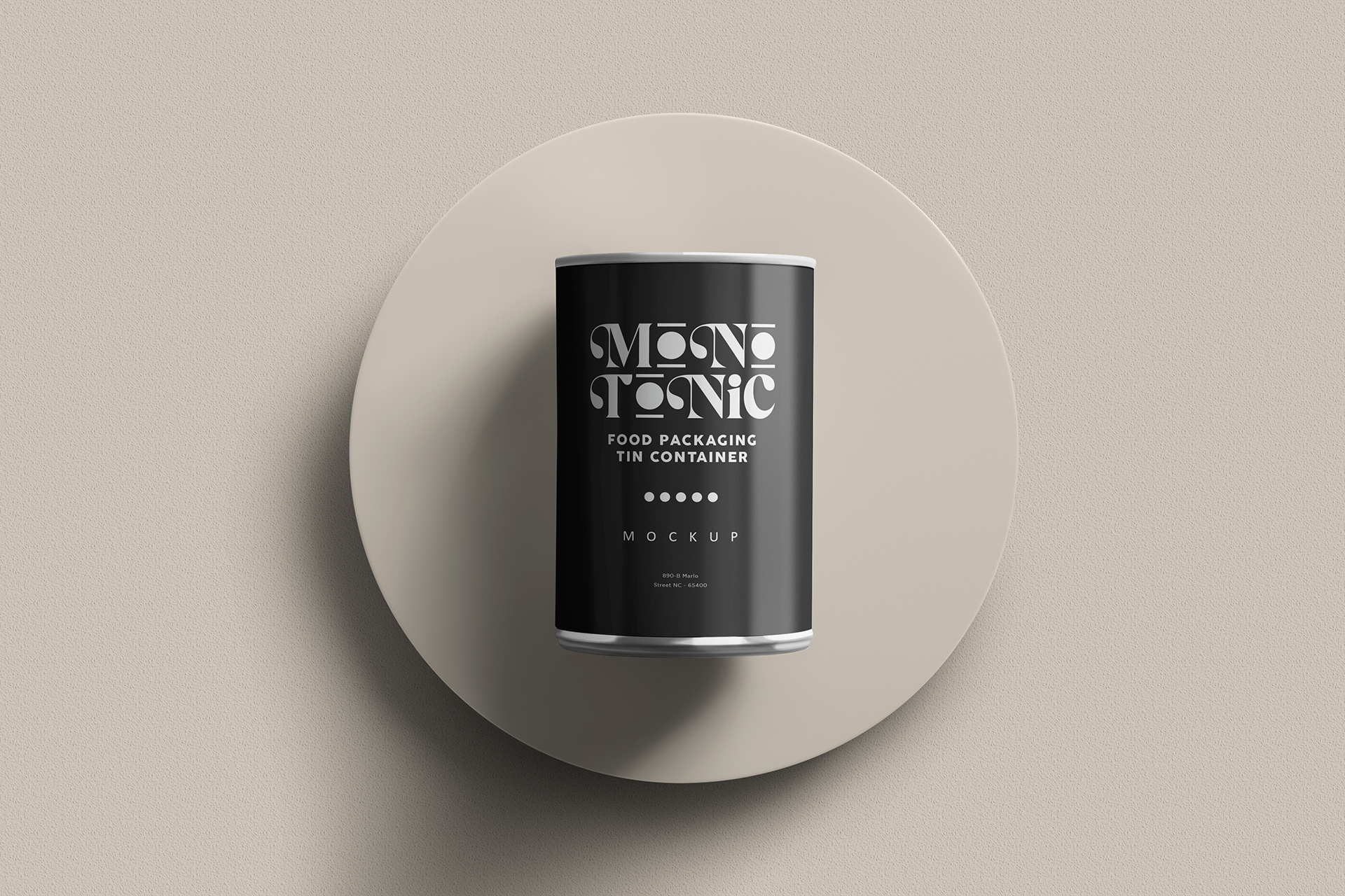 Front View Food Tin Container Mockup