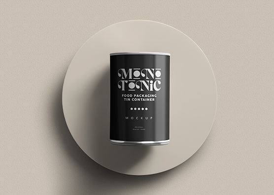 Front View Food Tin Container Mockup
