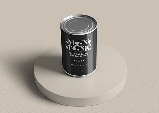 Standing Food Can Mockup with Flat Lid
