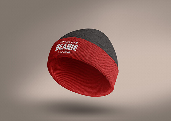 Angled Beanie Hat Mockup with Folded Edge