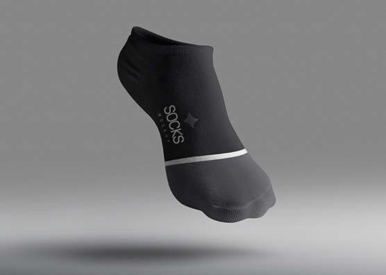 Right Foot Sock Mockup Angled Perspective