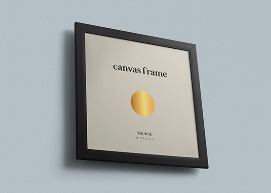 Wall-Mounted Canvas Frame Mockup Side View