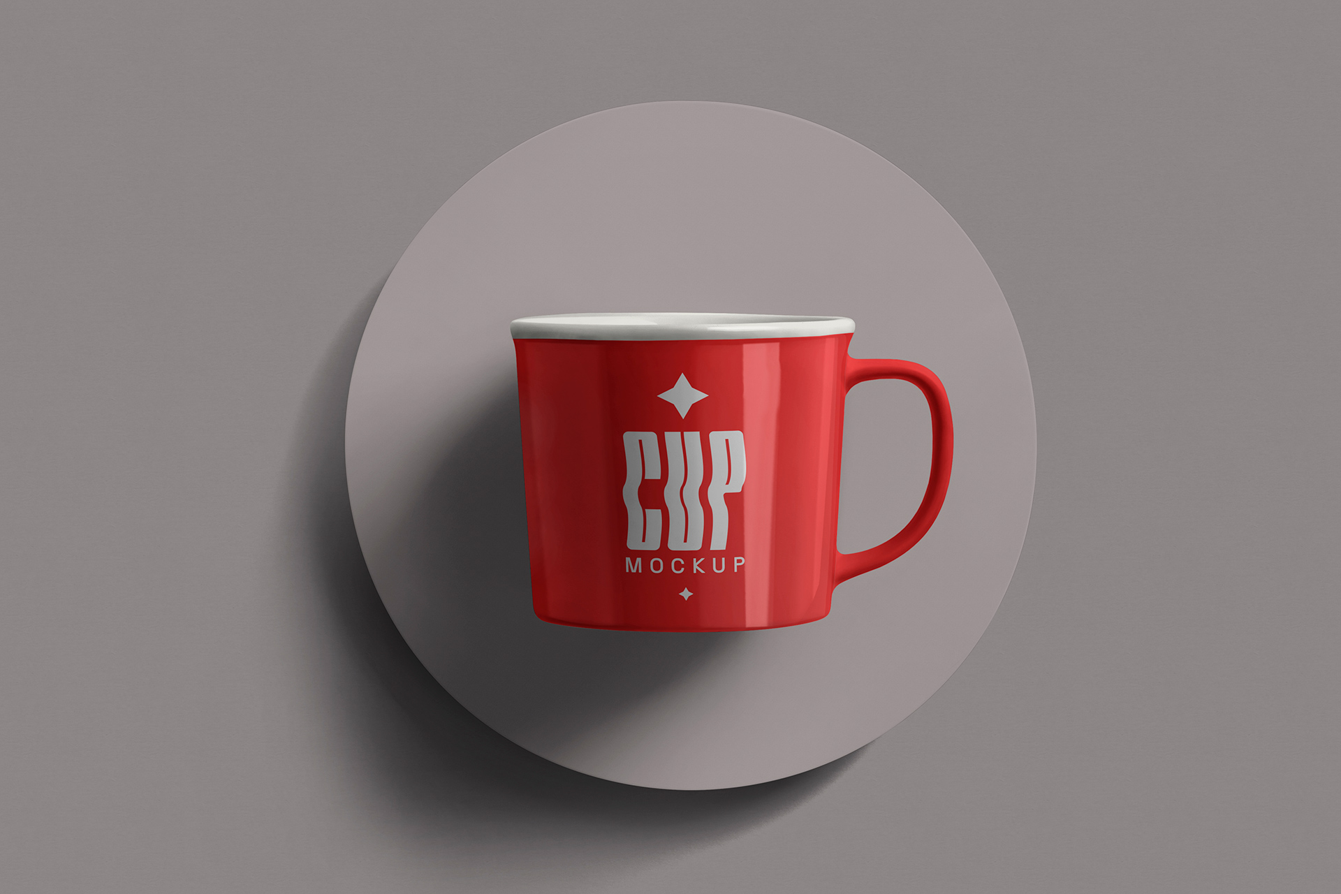 Front View Red Ceramic Cup Mockup