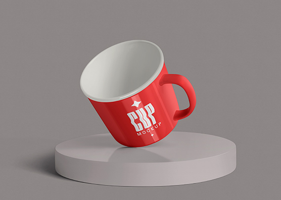 Leaning Coffee Cup Mockup with Handle