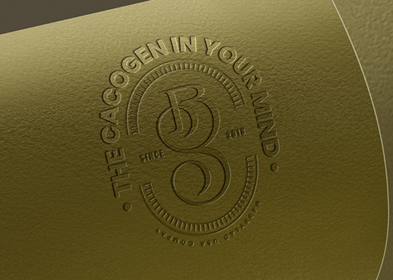 Debossed Logo Mockup on Olive Textured Paper