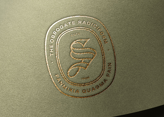 Bronze Foil Logo Mockup on Olive Green Paper