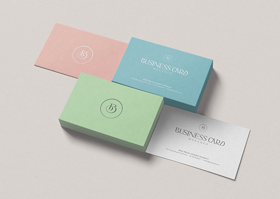 Pastel Stacked Business Card Mockup