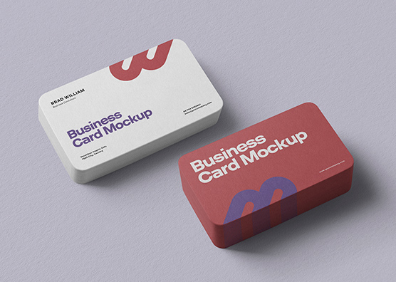 Rounded Business Card Mockup PSD Template