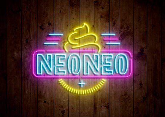 Neon Sign Text Effect Mockup on Wooden Wall
