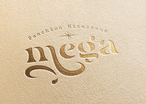 Gold Foil Embossed Logo Mockup on Beige Paper