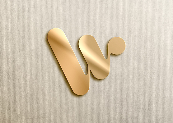 Gold Metallic Logo Mockup on Light Textured Paper