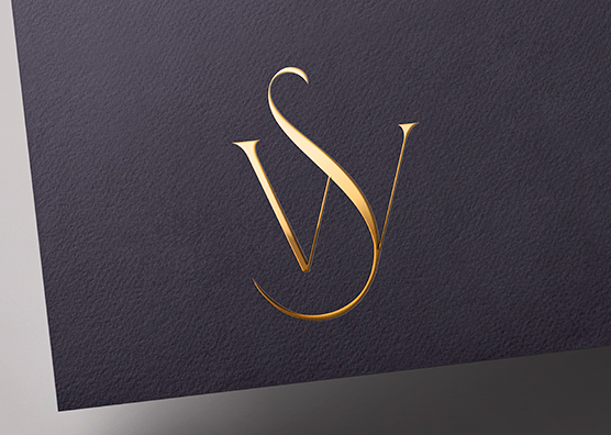 Gold Foil Monogram Logo Mockup on Dark Paper