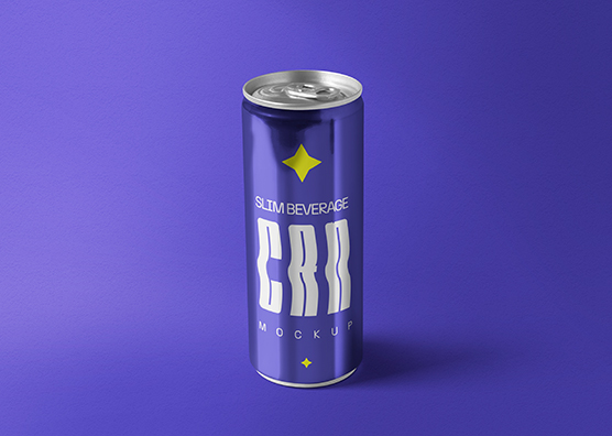 Realistic Slim Can Mockup for Energy Drink Branding