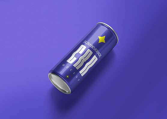 Premium Slim Can Mockup with Side View Display
