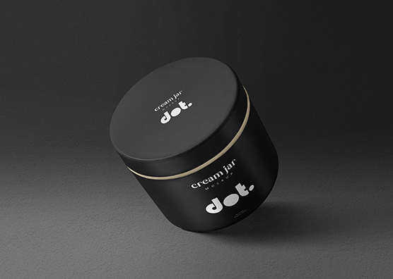 Minimalist Black Cosmetic Jar Mockup for Beauty Packaging