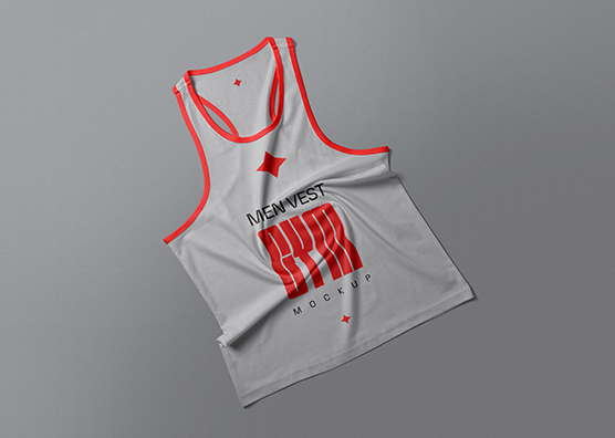 Angled Men’s Tank Top Vest Mockup