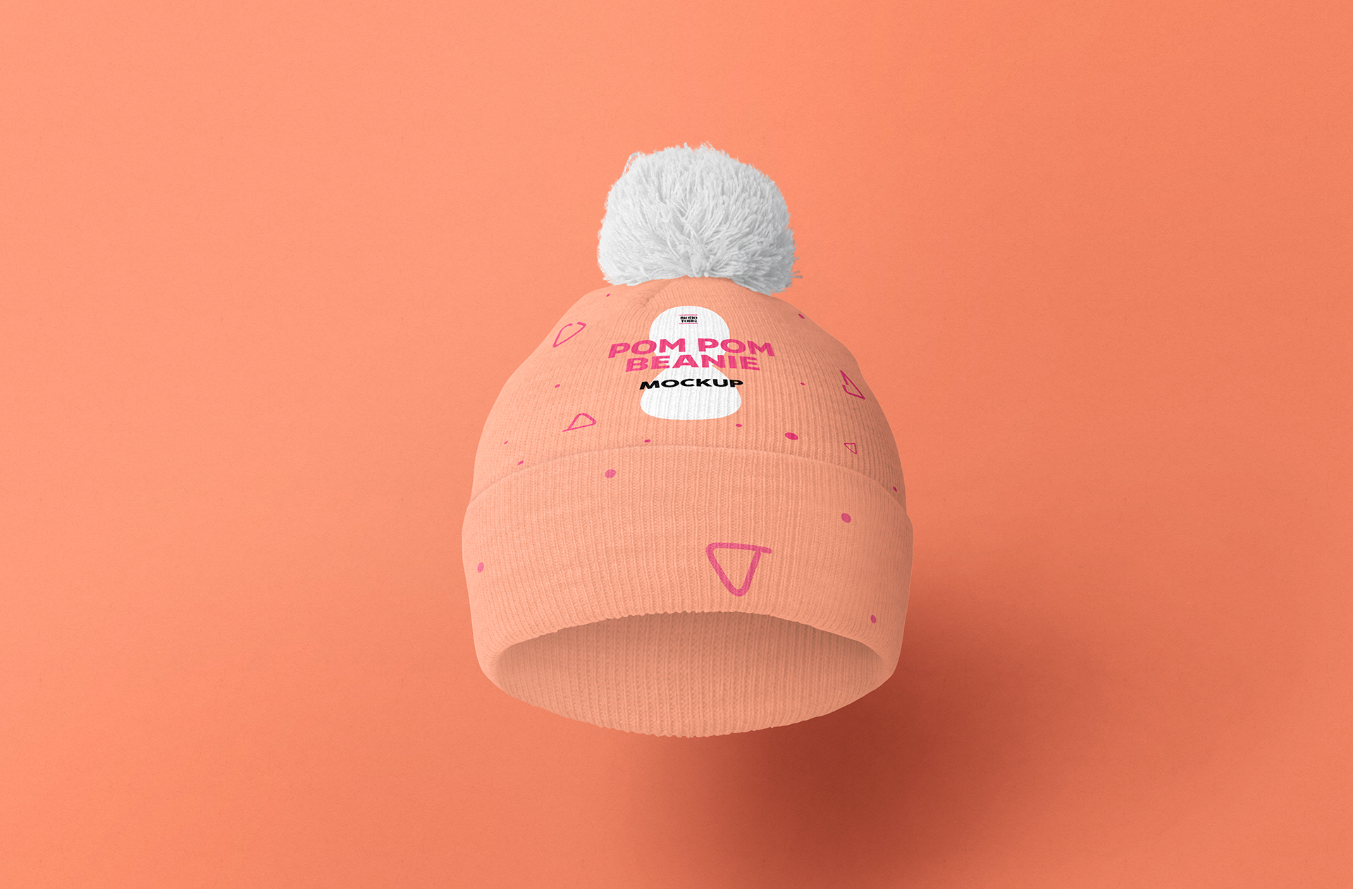 Floating Pom Pom Beanie Mockup