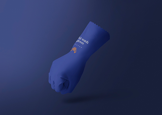 Floating Rubber Dishwashing Gloves Mockup