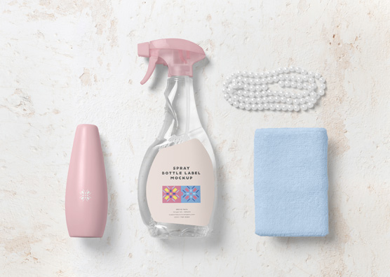 Clear Spray Bottle Label Mockup – Realistic Branding
