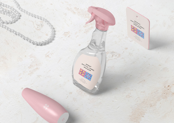 Transparent Cleaning Spray Bottle Mockup – Customizable