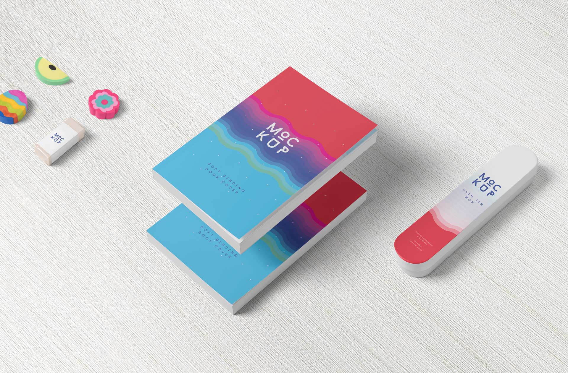 Softcover Book Mockup – Stacked Perspective