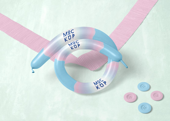 Decorative Twisting Balloon Mockup – Spiral Display