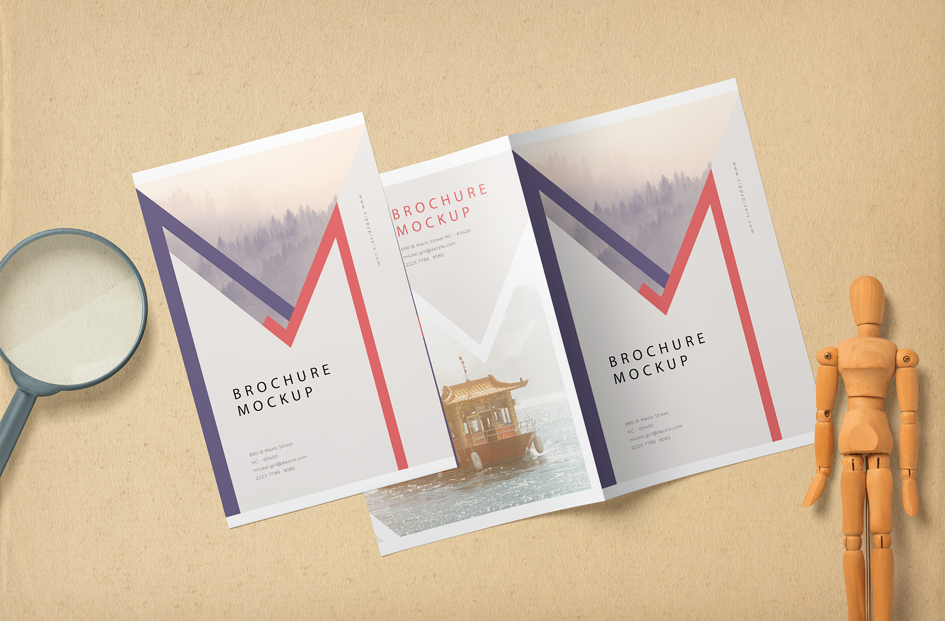 Elegant A4 Bi-Fold Brochure Mockup