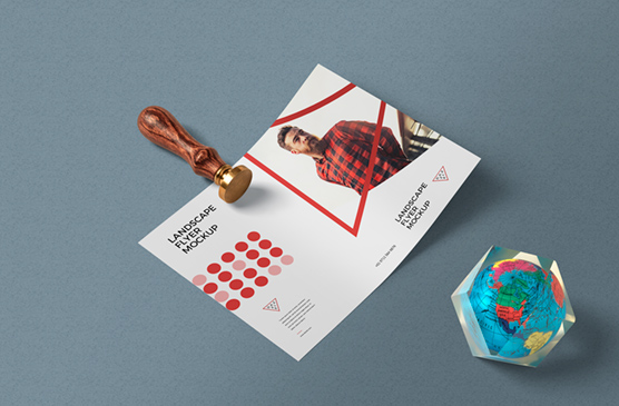 Elegant A4 Landscape Flyer Mockup – Premium PSD