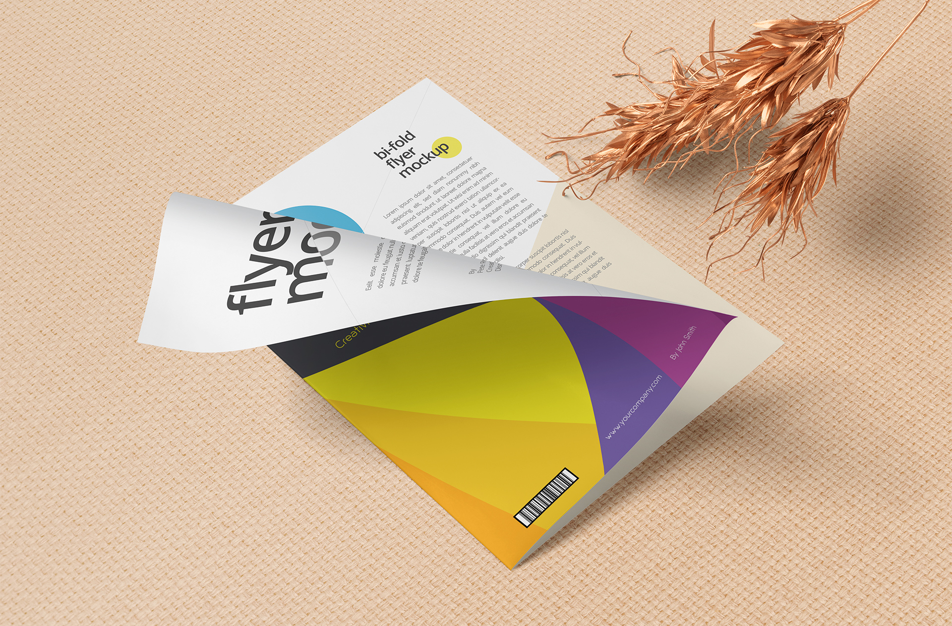 High-Quality A4 Bi-Fold Flyer Mockup – Customizable