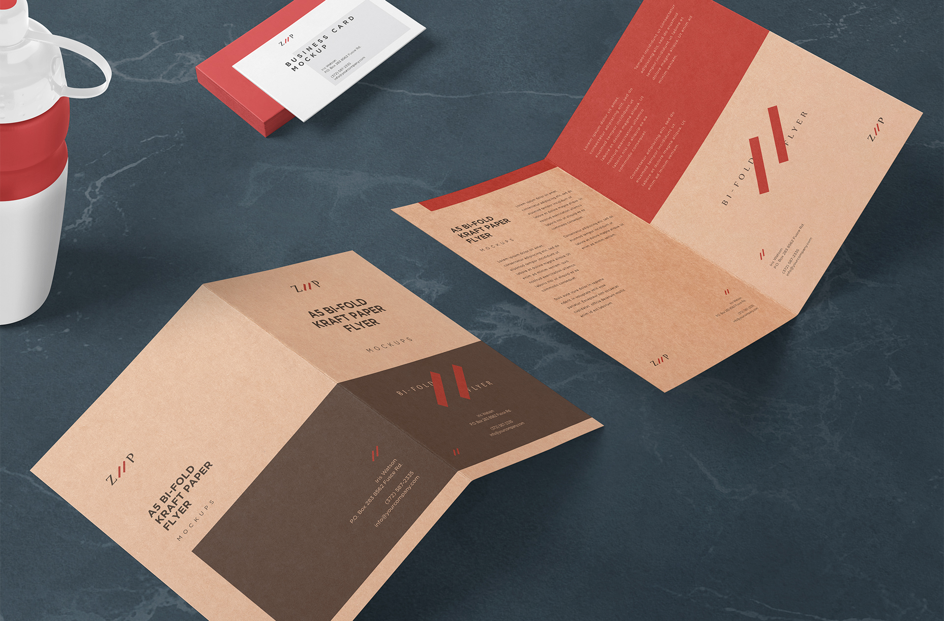 Elegant A5 Bi-Fold Kraft Paper Flyer Mockup – Premium PSD