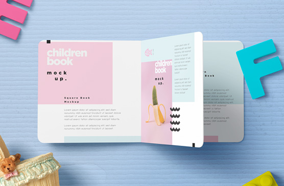 Open Children’s Book Mockup for Story Layouts