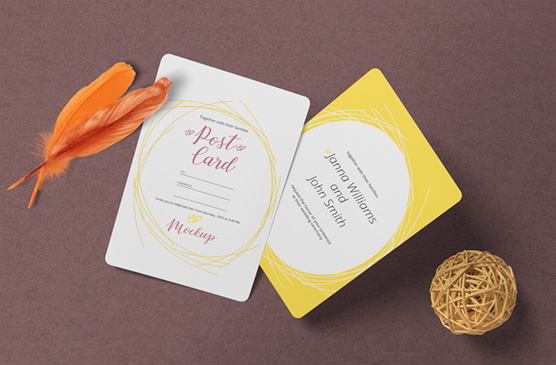 Wedding Postcard Mockup Set with Rounded Corners