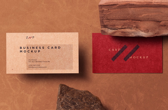 Artisanal Rustic Business Card Mockup for Handmade Brands