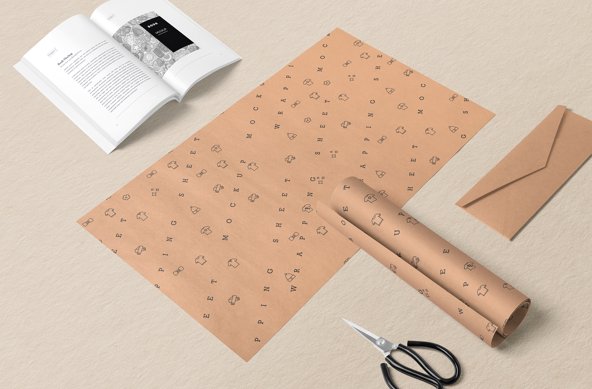 Custom Wrapping Paper Mockup – Editable PSD