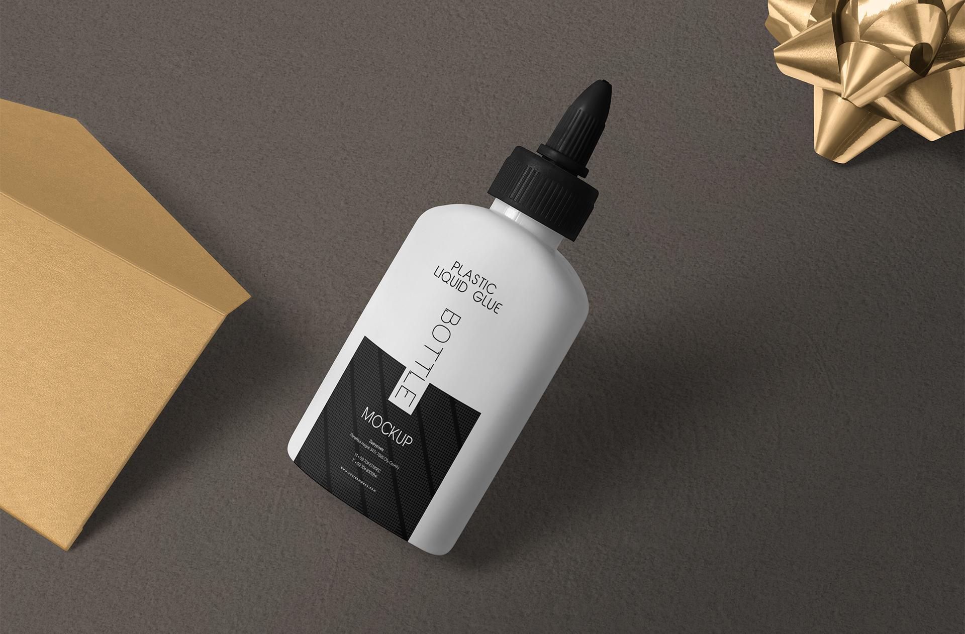 Flat Lay Liquid Glue Bottle Mockup – High-Resolution