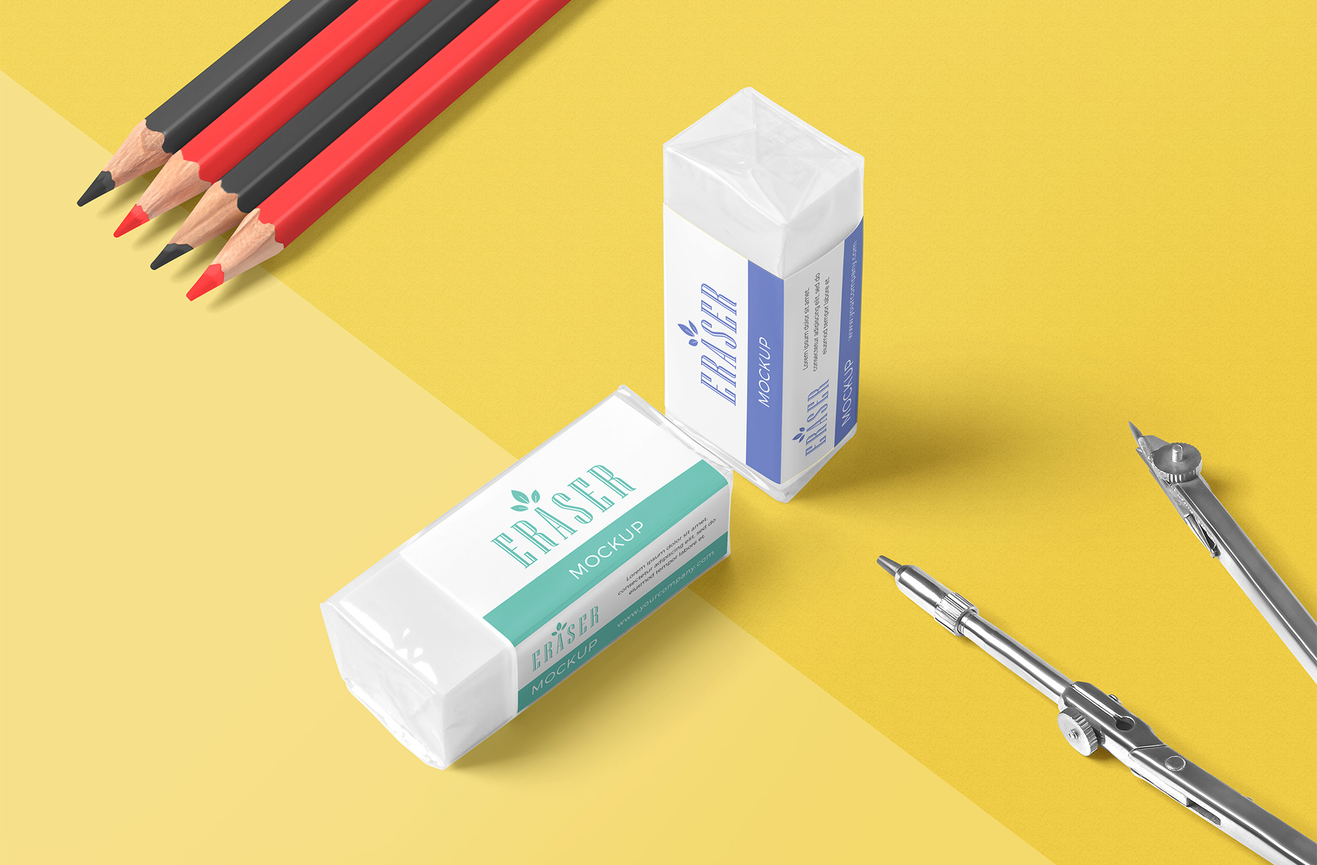 Editable Eraser Branding Mockup for Office and School