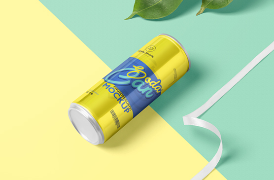 Photorealistic Soda Can Mockup with Customizable Design