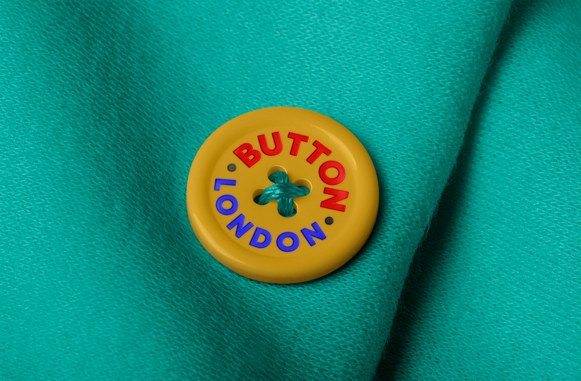 Colorful Sewing Button Mockup on Fabric