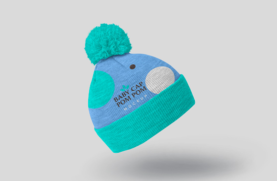 Floating Baby Pom-Pom Cap Mockup ?? Realistic PSD