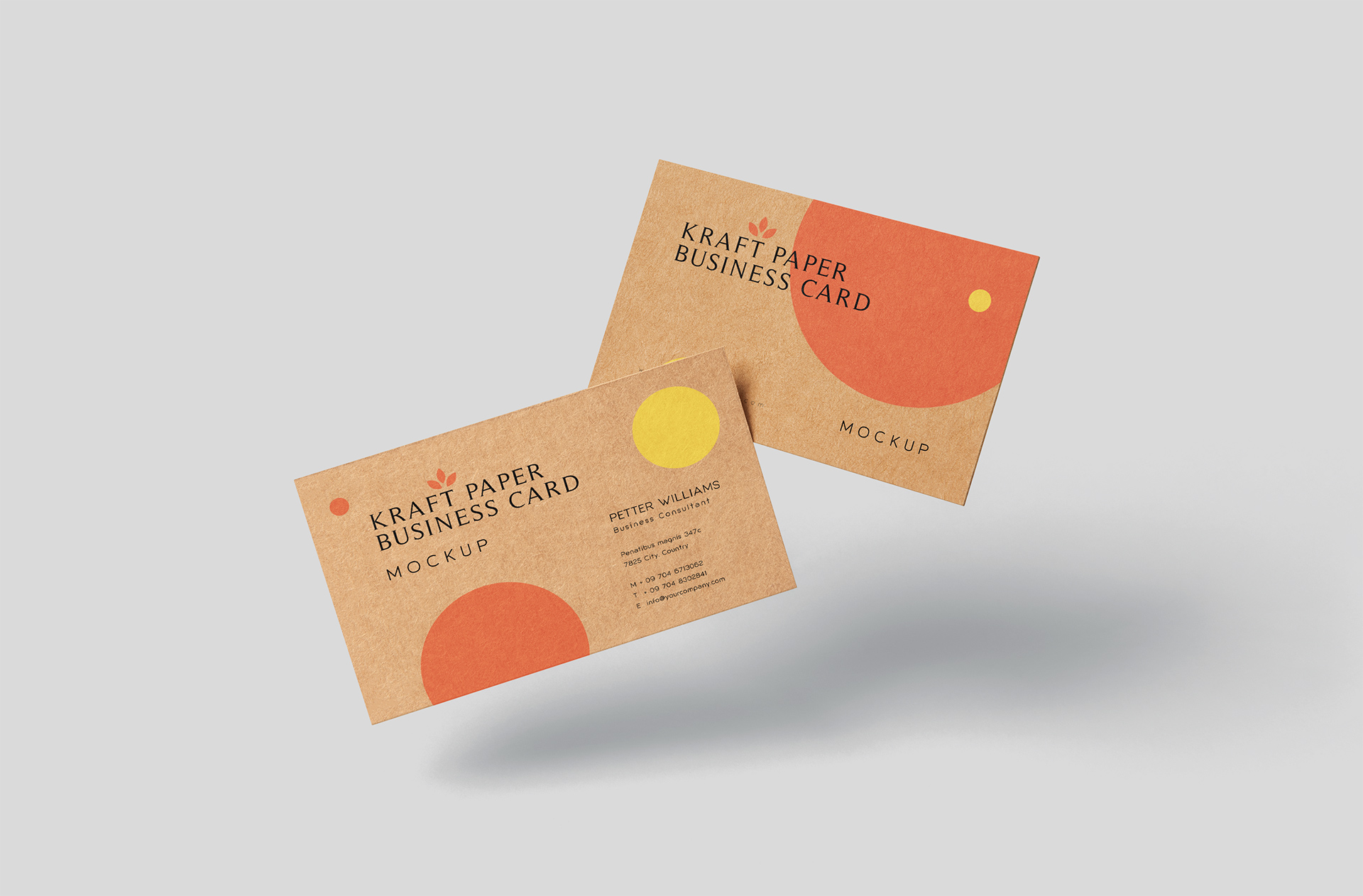 Kraft Paper Business Card Mockup – Floating View