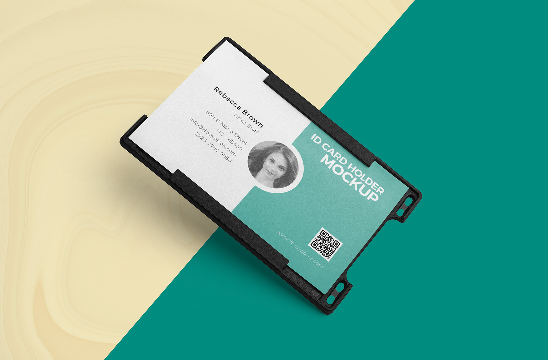 Office Plastic ID Badge Holder Mockup for Staff Cards