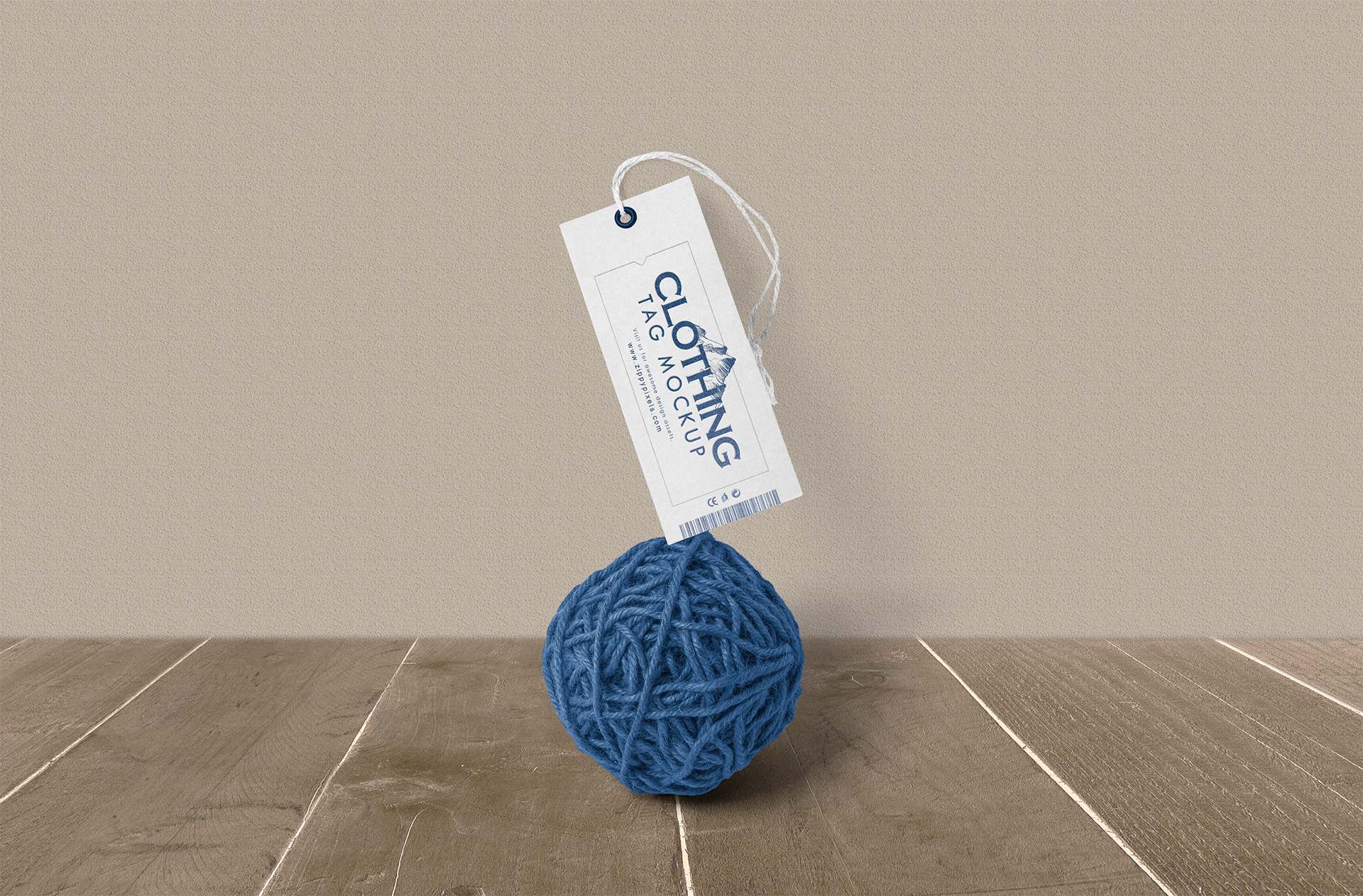 Floating Clothing Label Tag Mockup with Twine String